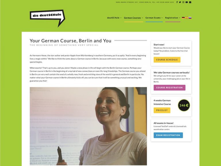 die Deutschule Website – Translation & Content Writing by Conlumina Digital Agency