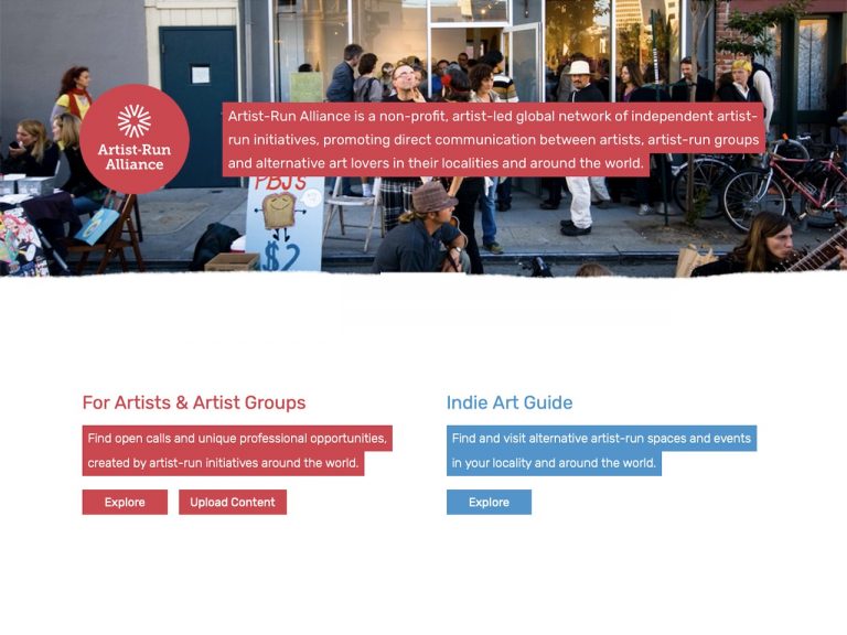 Artist-Run Alliance Website by Conlumina Digital Agency – Front Page