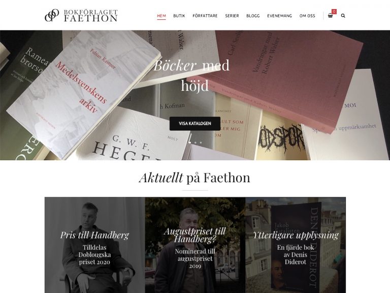 Bokförlaget Faethon Website by Conlumina Digital Agency – Front Page
