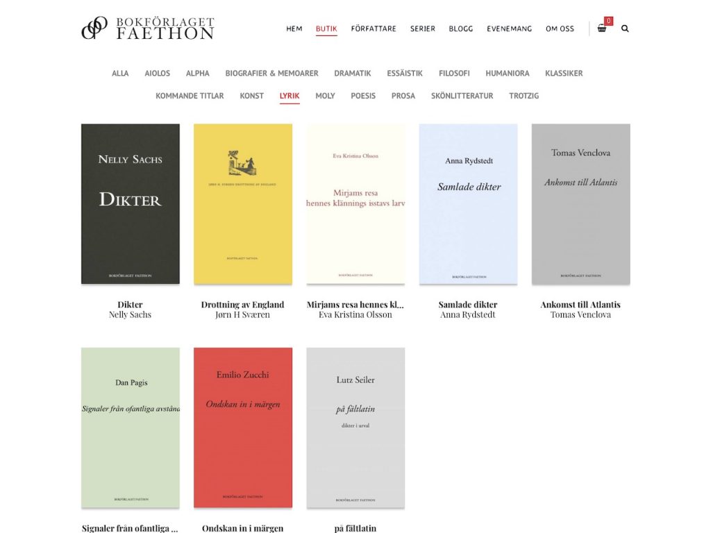 Bokförlaget Faethon Website by Conlumina Digital Agency – Web Shop