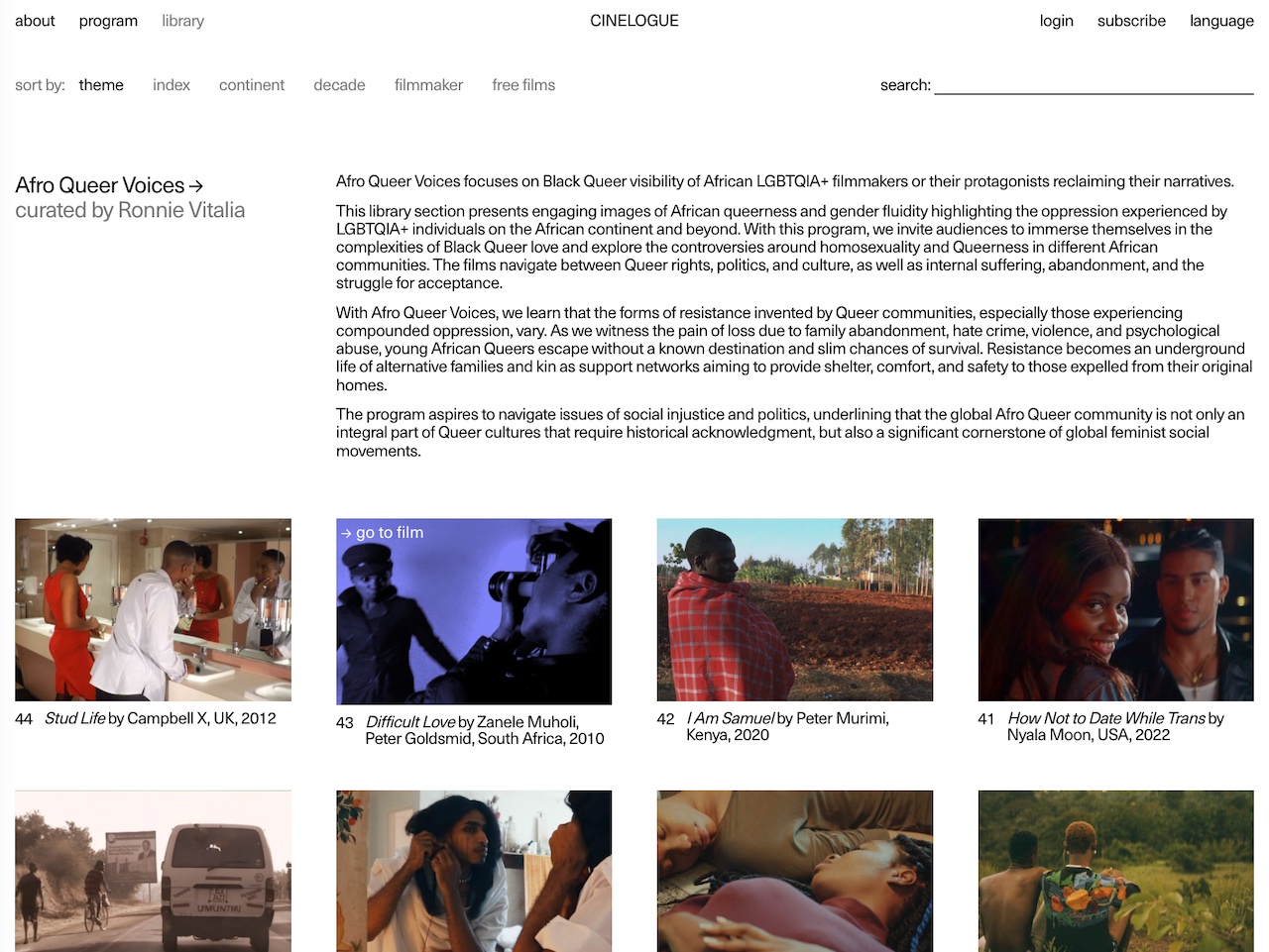 Cinelogues webbplats av Conlumina