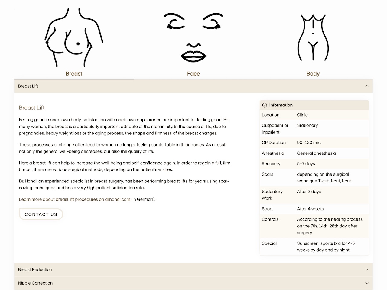 Website-Design für kosmetische Chirurgie